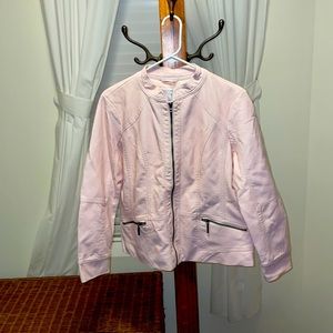 baby pink leather jacket